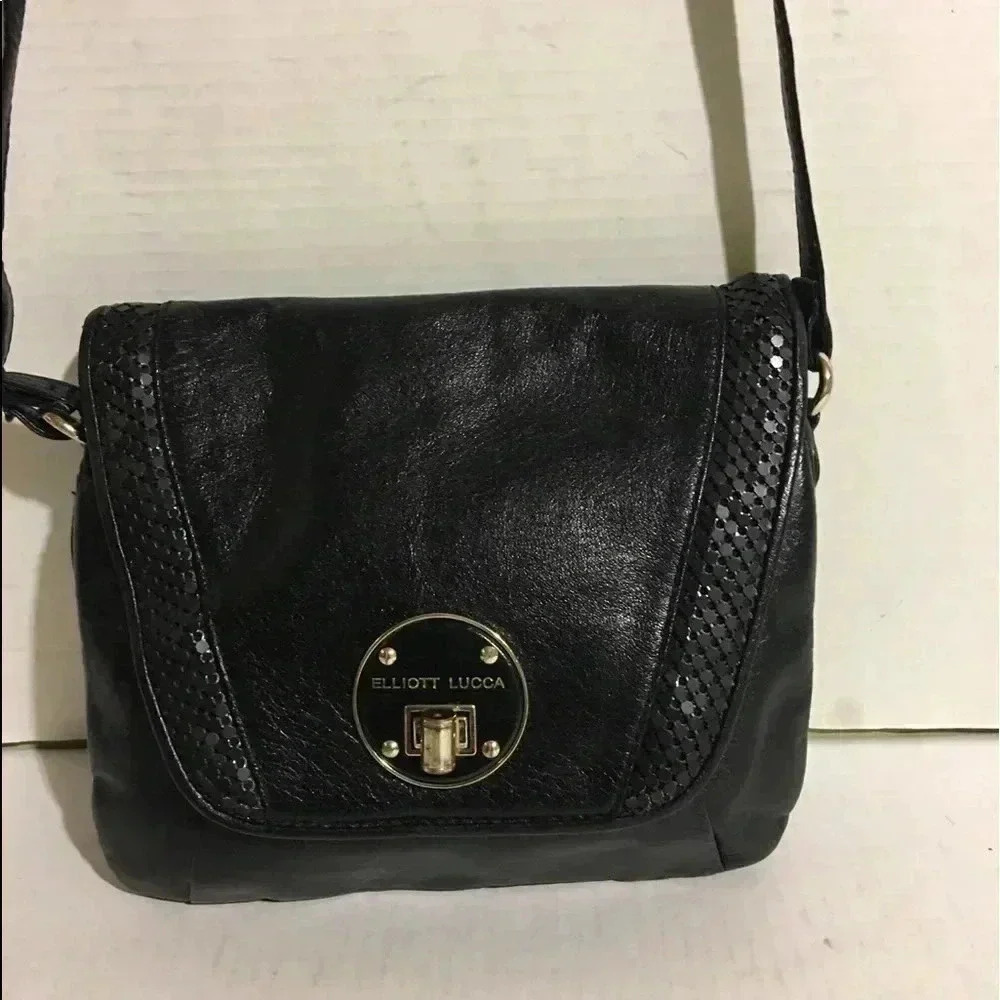 Elliott Lucca Black leather crossbody handbag